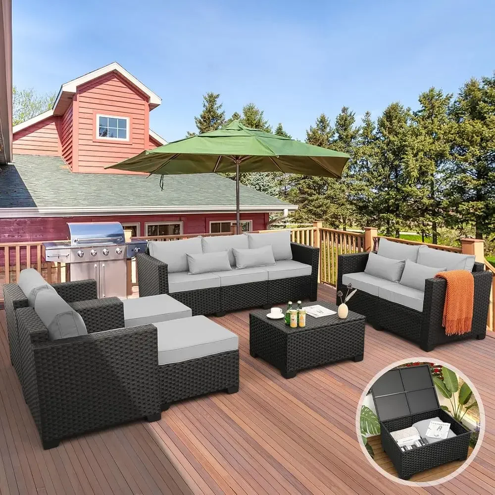 Outdoor Furniture Grey - طقم أثاث خارجي مكون من 7