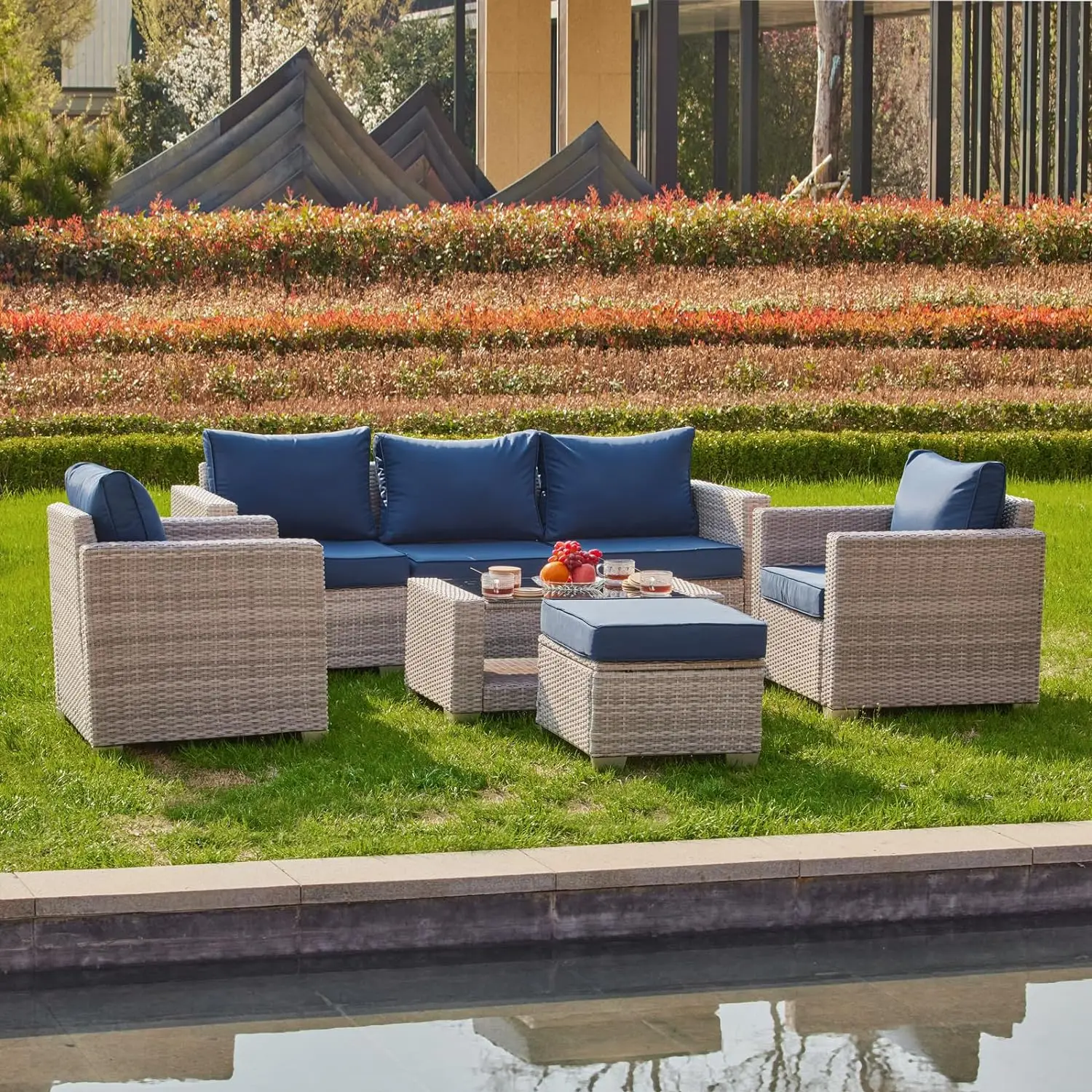Outdoor Furniture Grey - أطقم أثاث الفناء الخارجي المكونة من