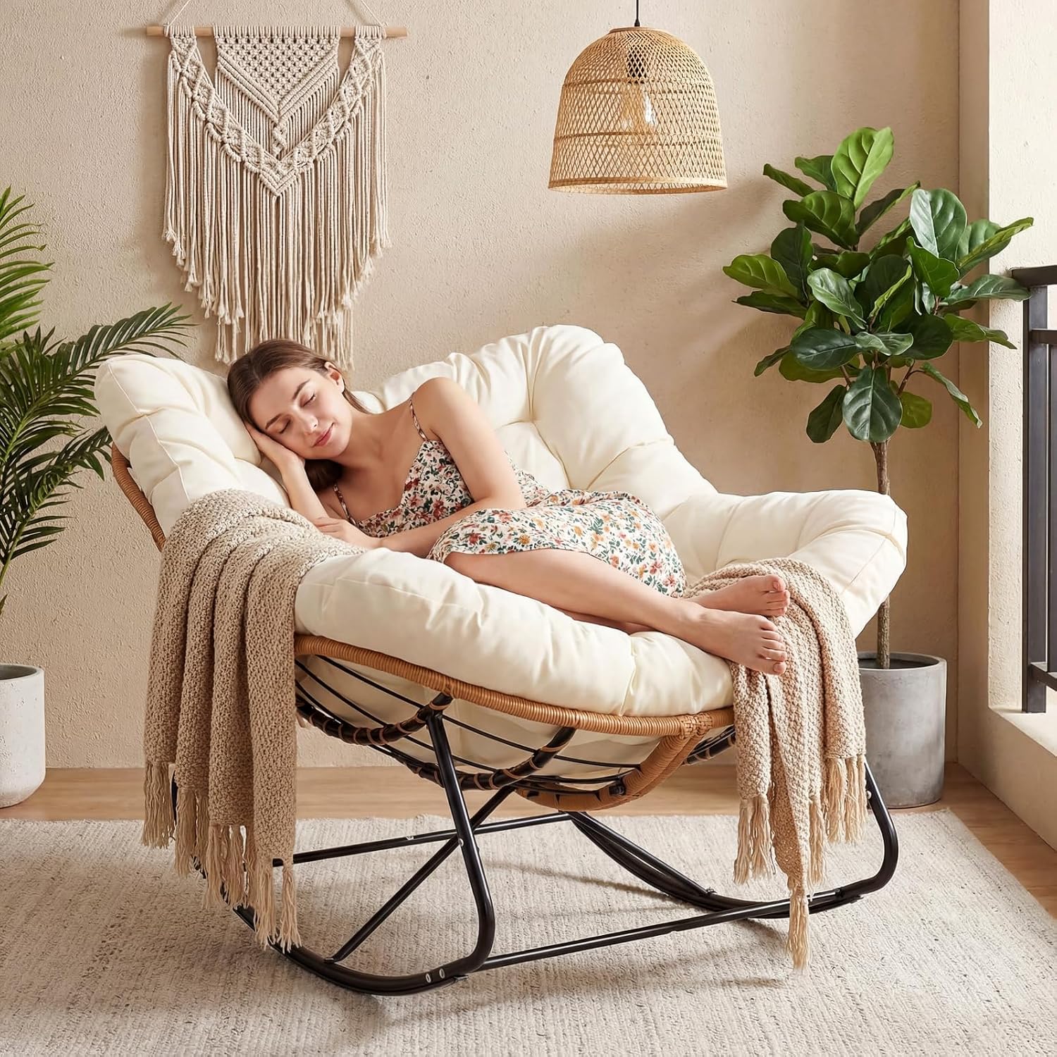 Outdoor Furniture Egg Chair - كرسي هزاز باباسان كبير الحجم للاستخدام