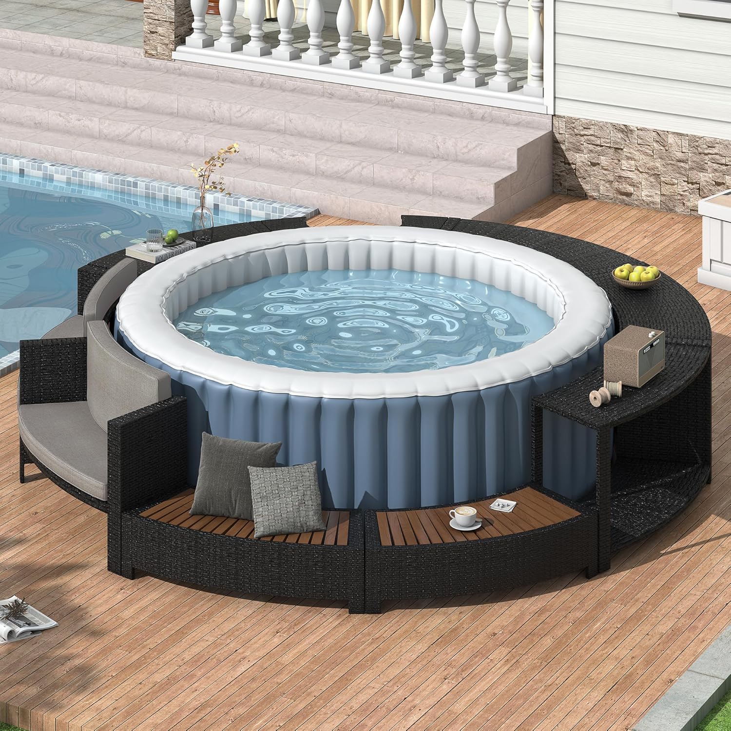 طقم أريكة من الروطان للشرفة مع - مراجعة Outdoor Furniture Grey وسعره