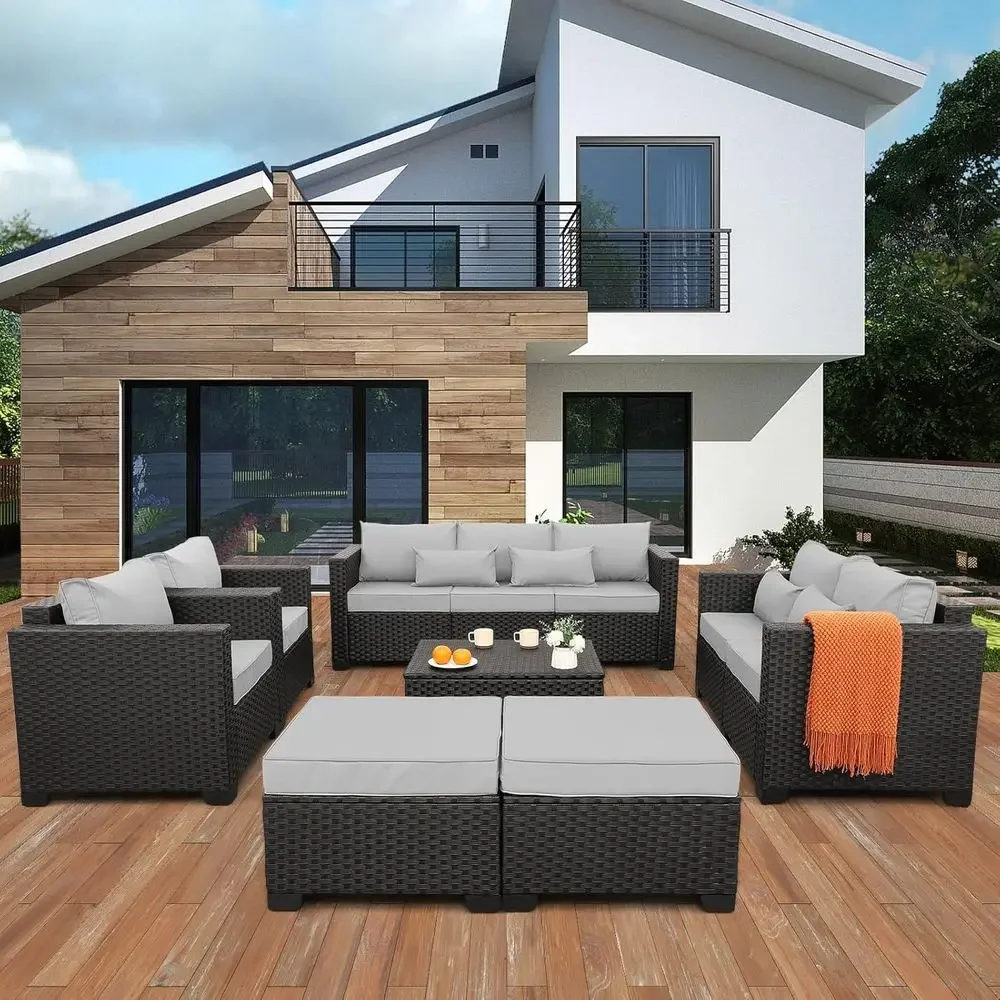 طقم أثاث خارجي مكون من 7 قطع م - مراجعة Outdoor Furniture Grey وسعره