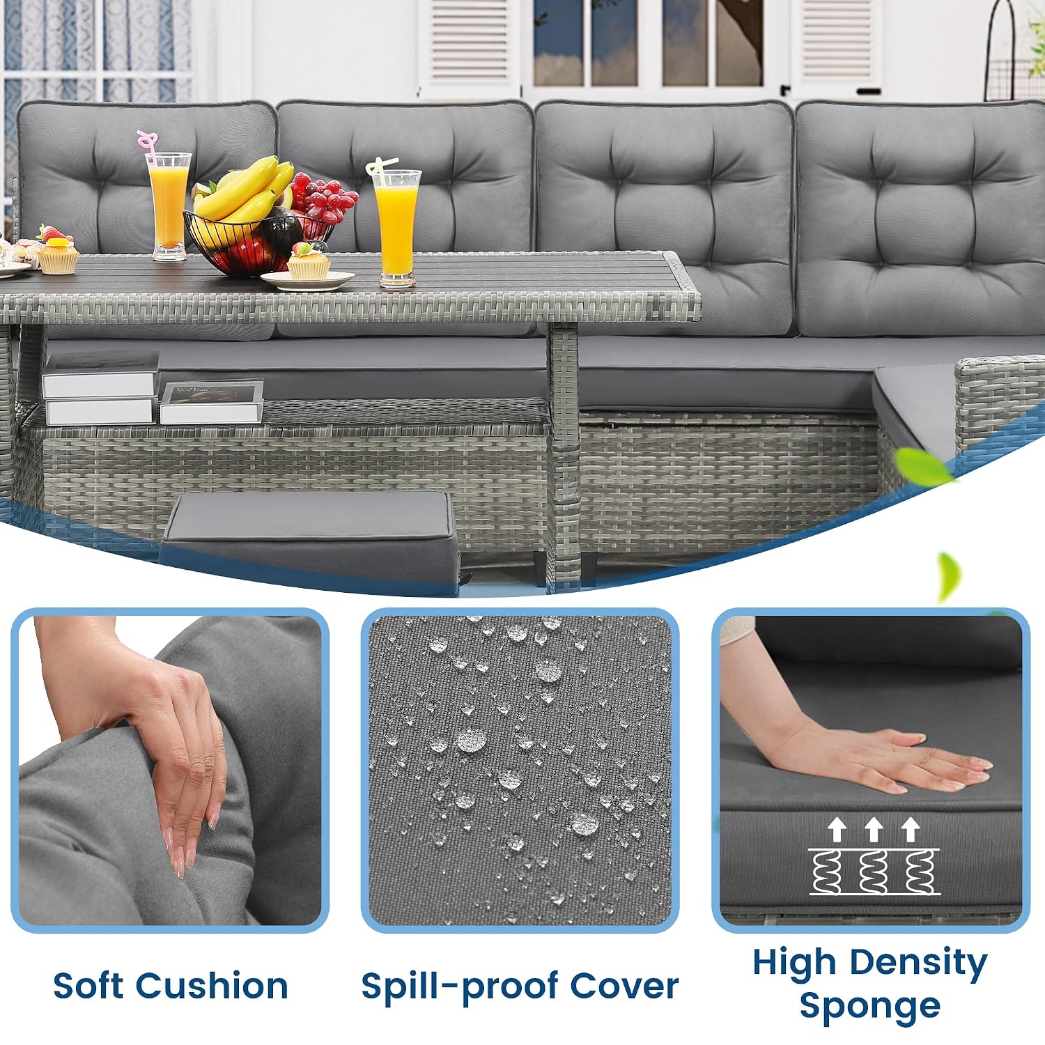 طقم أثاث للفناء مكون من 6 قطع، - مراجعة Outdoor Furniture Grey وسعره