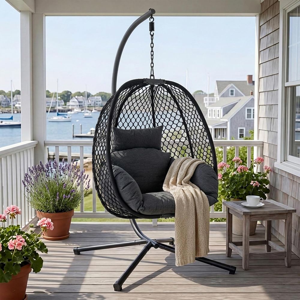 كرسي بيضاوي خارجي مع حامل، كرس - مراجعة Outdoor Furniture Egg Chair وسعره