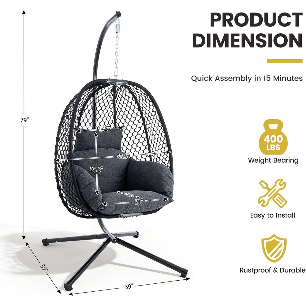 كرسي بيضاوي خارجي مع حامل، كرس - مراجعة Outdoor Furniture Egg Chair وسعره