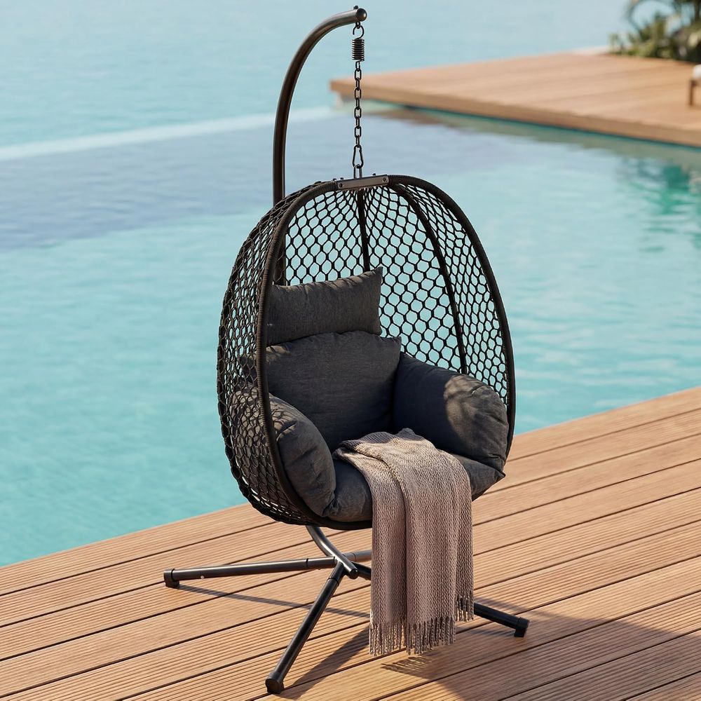 كرسي بيضاوي خارجي مع حامل، كرس - مراجعة Outdoor Furniture Egg Chair وسعره