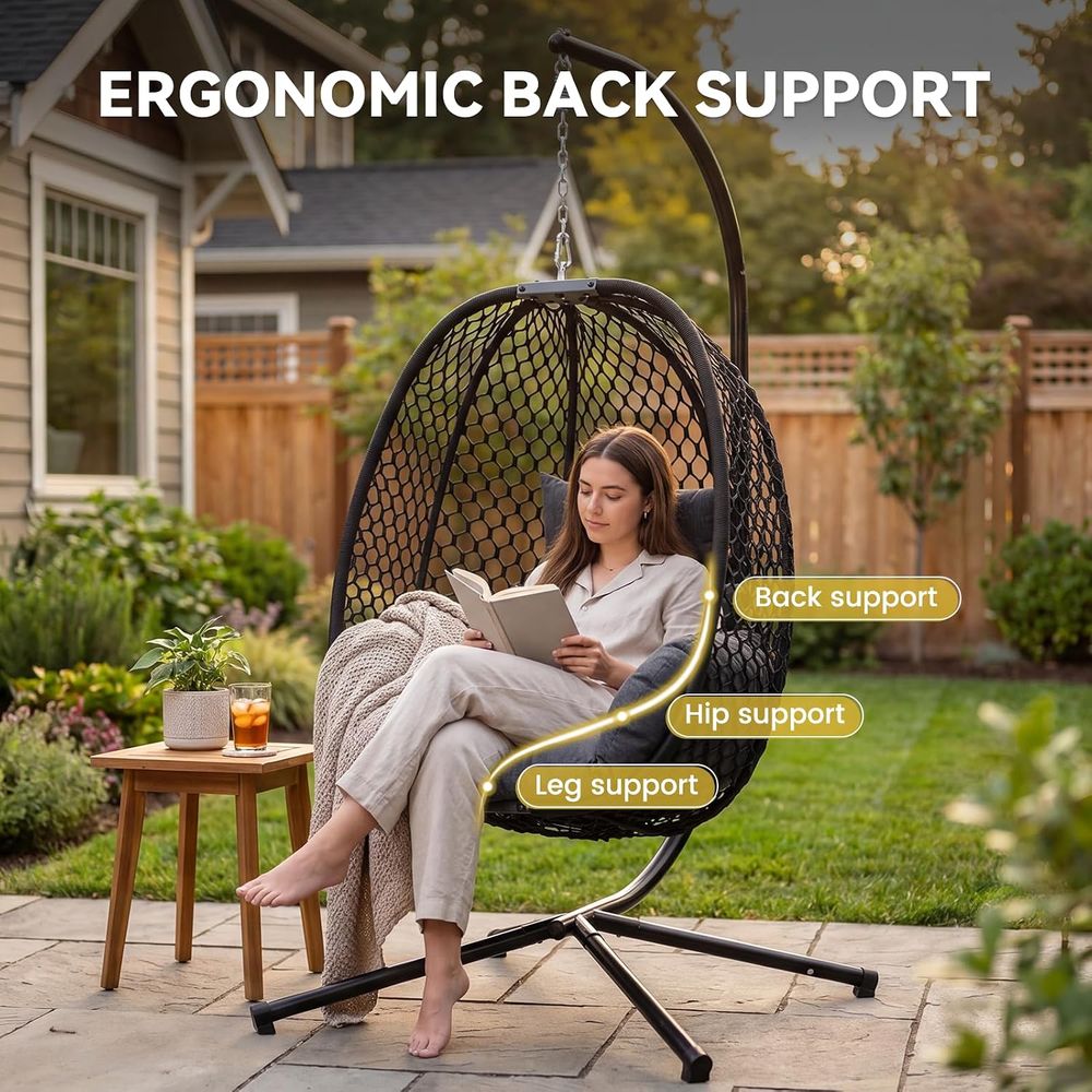 كرسي بيضاوي خارجي مع حامل، كرس - مراجعة Outdoor Furniture Egg Chair وسعره