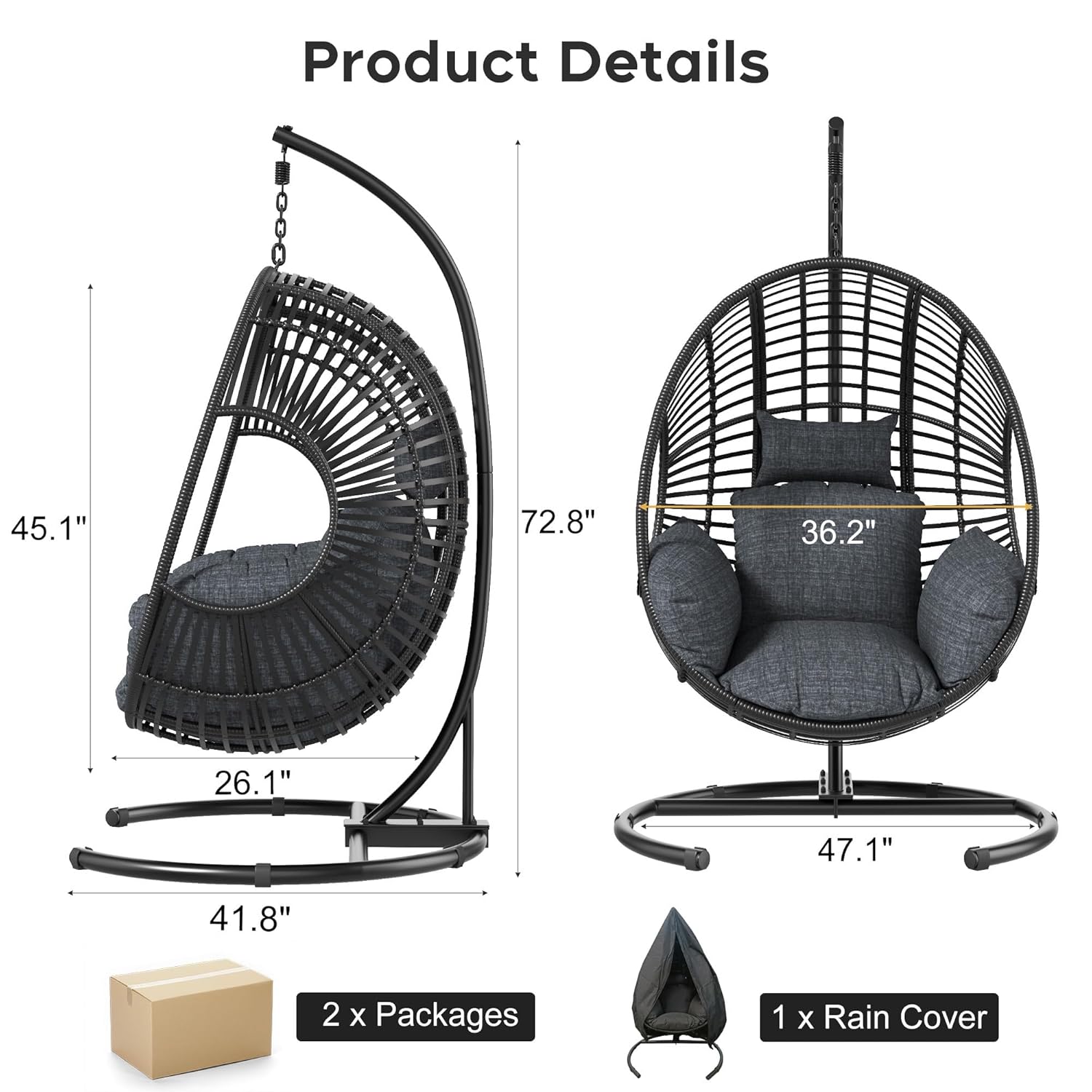كرسي بيضاوي الشكل للشرفة بعرض  - مراجعة Outdoor Furniture Egg Chair وسعره