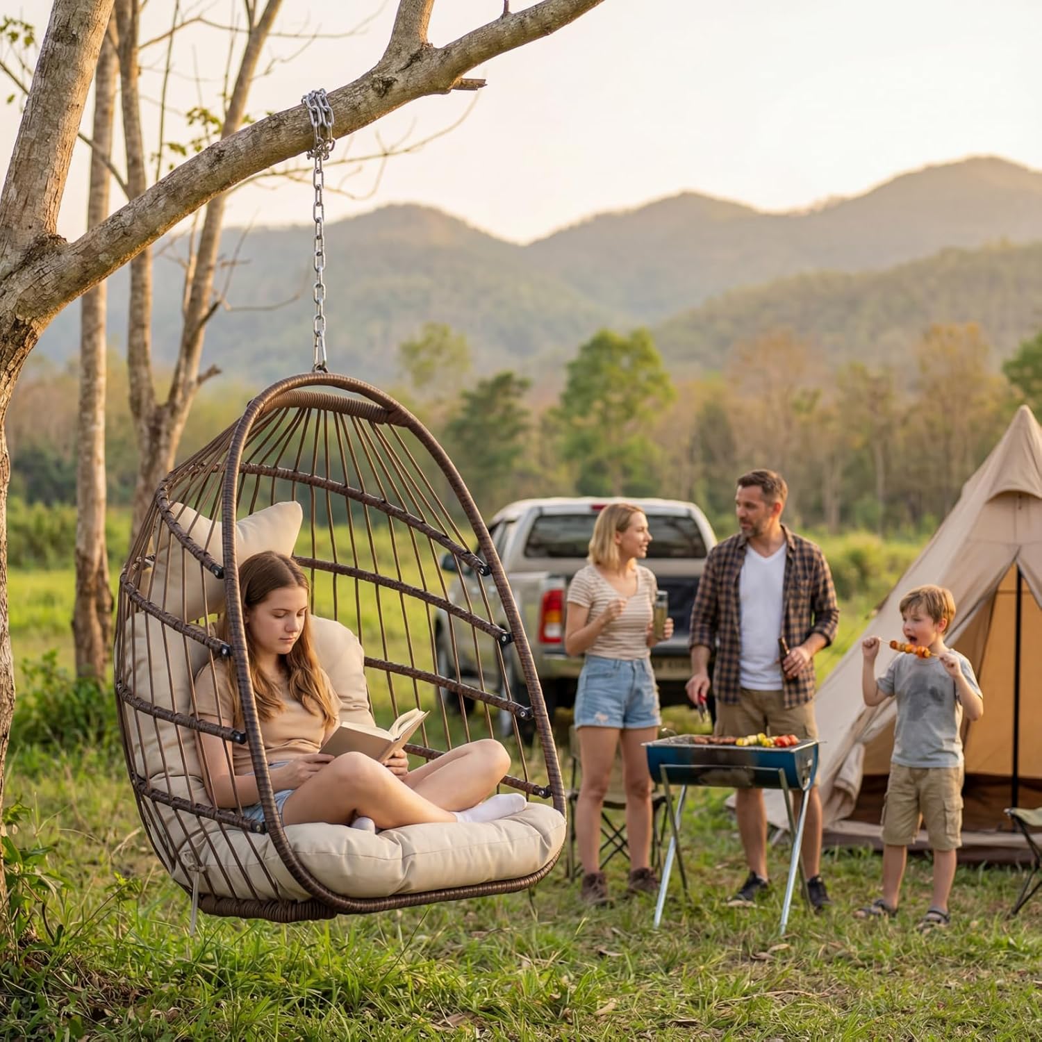 كرسي بيضاوي معلق للخارج بدون ح - مراجعة Outdoor Furniture Egg Chair وسعره
