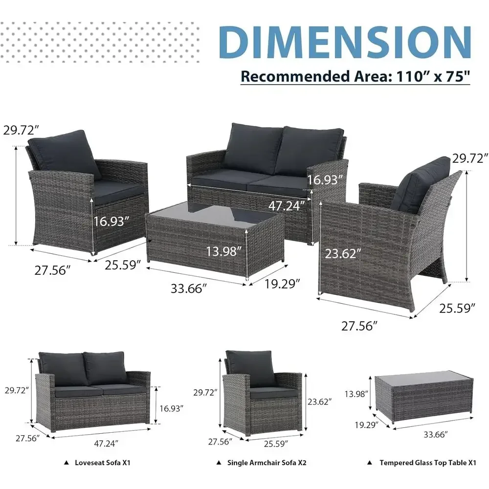طقم أثاث خارجي مكون من 4 قطع،  - مراجعة Outdoor Furniture Grey وسعره
