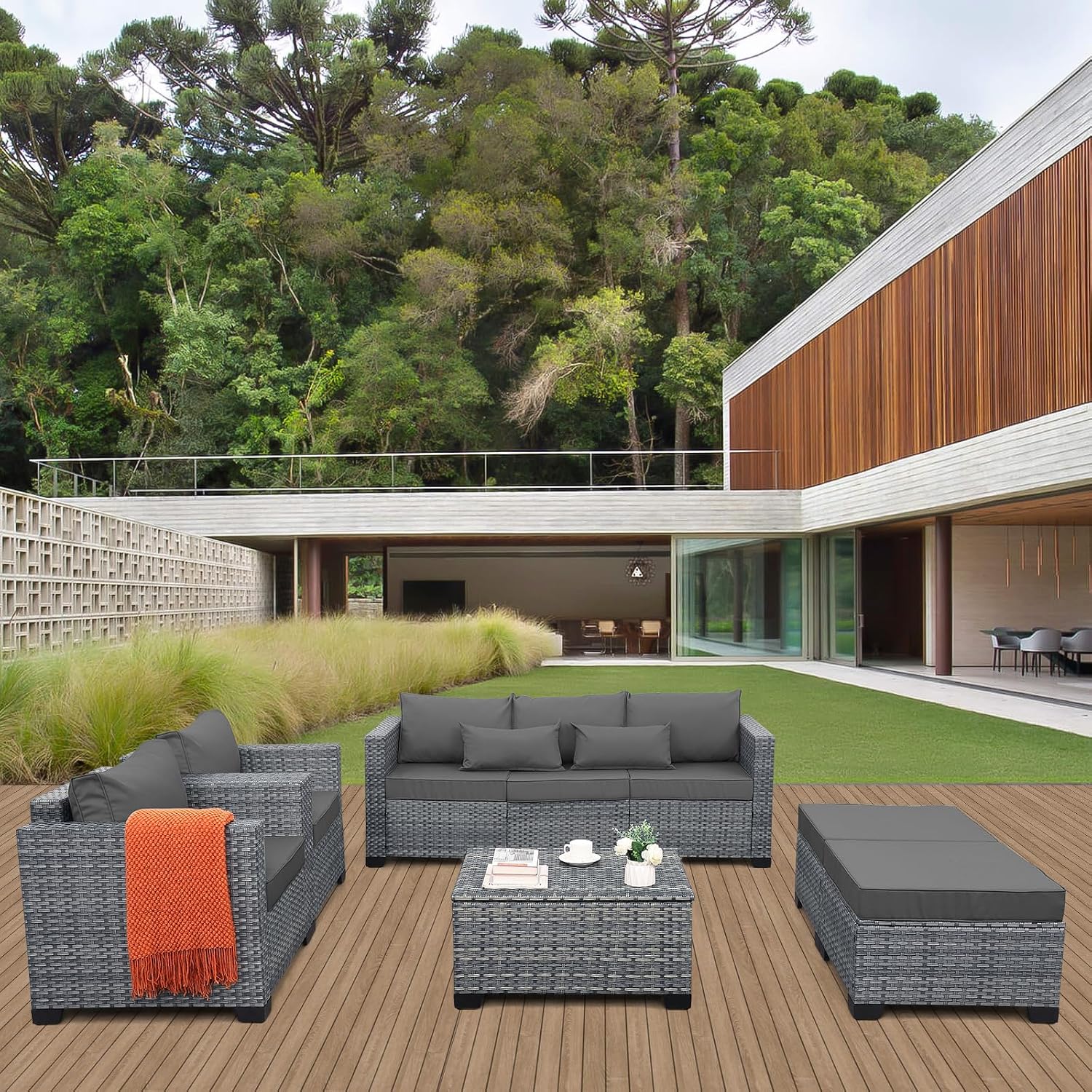طقم أثاث فناء خارجي من 6 قطع م - مراجعة Outdoor Furniture Grey وسعره