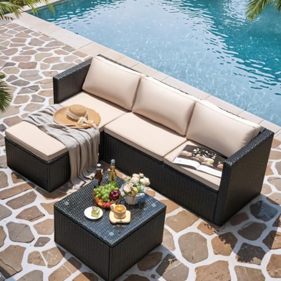 طقم أثاث للفناء الخارجي: أريكة - مراجعة Outdoor Furniture Plus وسعره