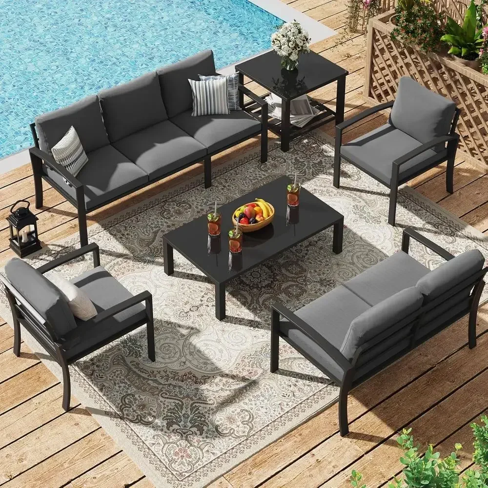 طقم أثاث خارجي مكون من 6 قطع م - مراجعة Outdoor Furniture Grey وسعره