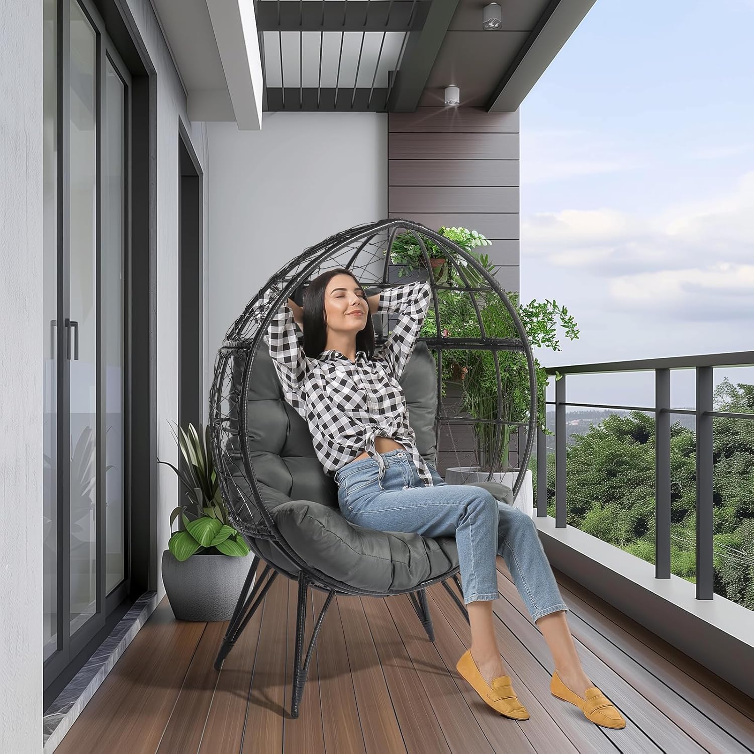 كرسي بيضاوي كبير الحجم من الخي - مراجعة Outdoor Furniture Egg Chair وسعره