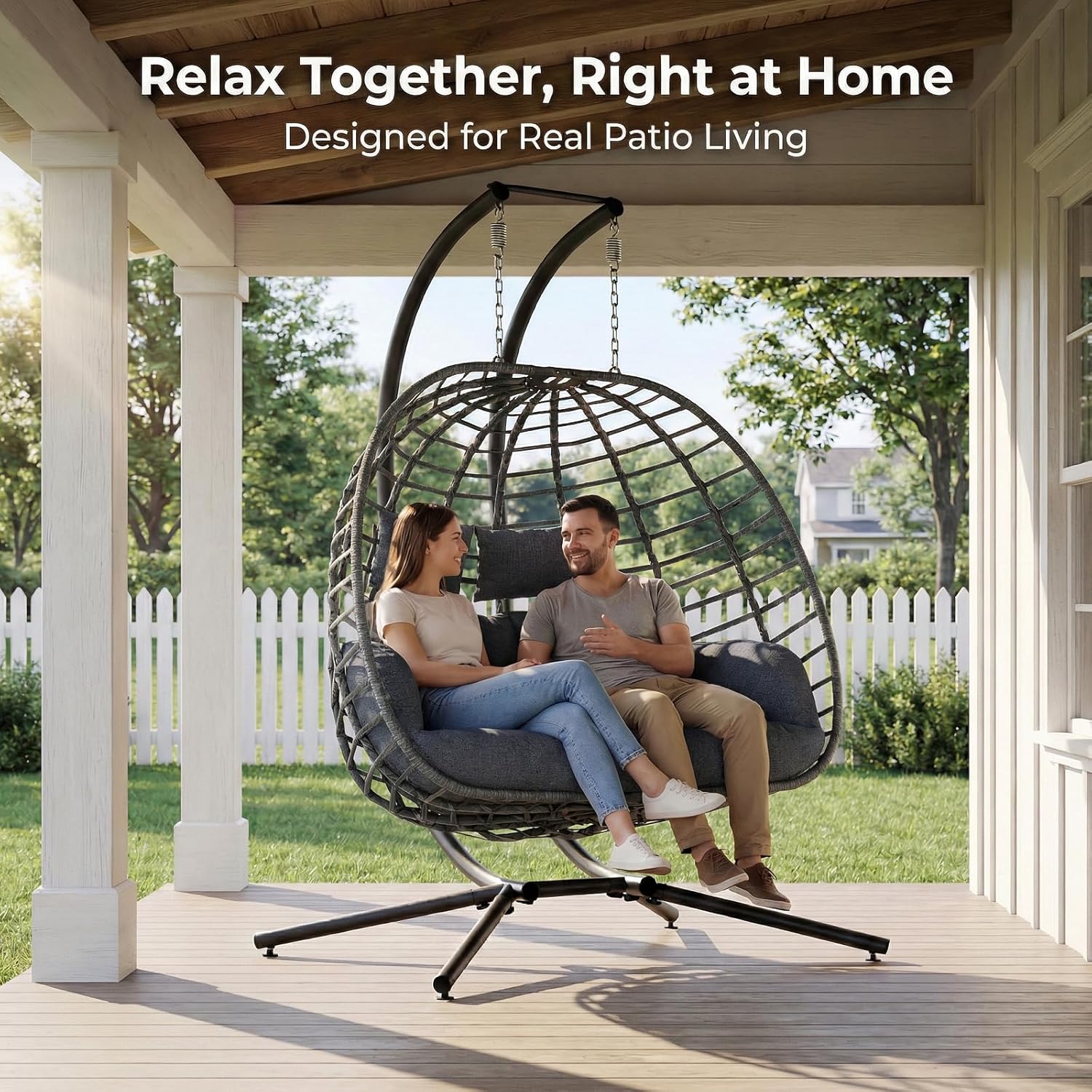 كرسي أرجوحة بيضاوي الشكل لشخصي - مراجعة Outdoor Furniture Grey وسعره