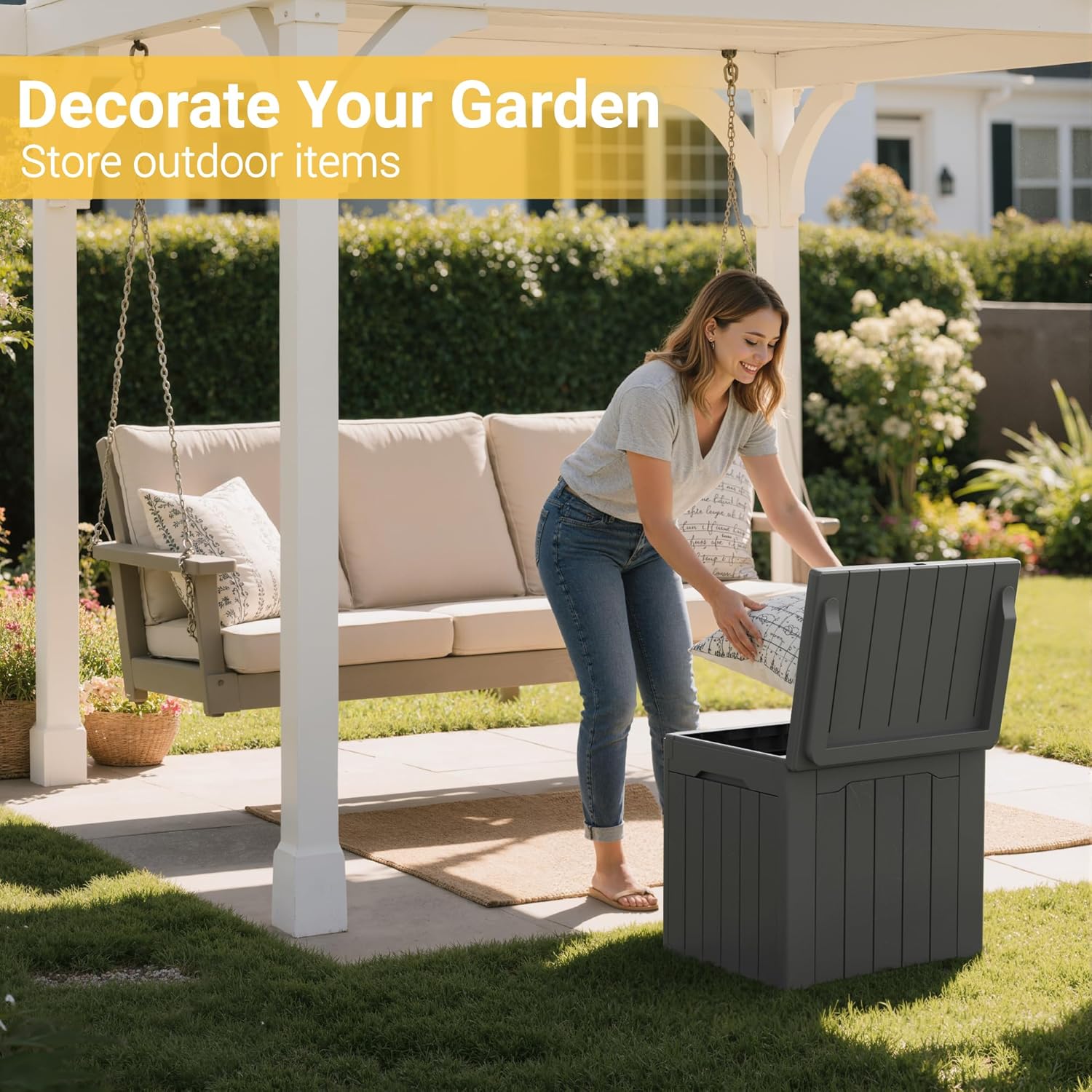 صندوق تخزين خارجي سعة 31 جالون - مراجعة Outdoor Furniture Grey وسعره
