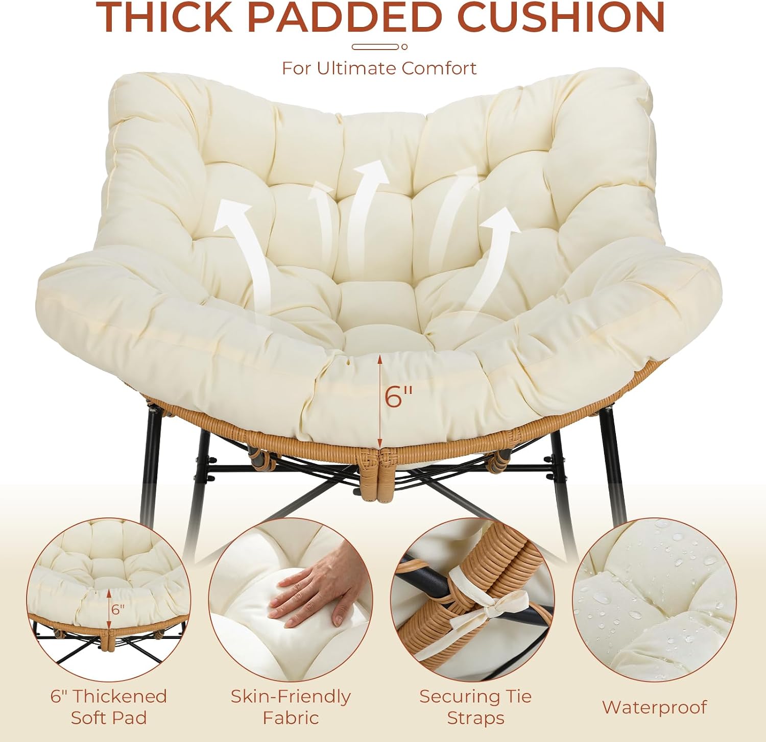 كرسي هزاز باباسان كبير الحجم ل - مراجعة Outdoor Furniture Egg Chair وسعره
