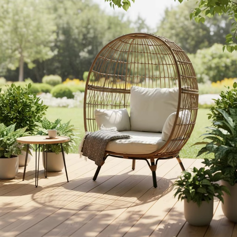 كرسي بيضاوي الشكل من الخيزران  - مراجعة Outdoor Furniture Egg Chair وسعره